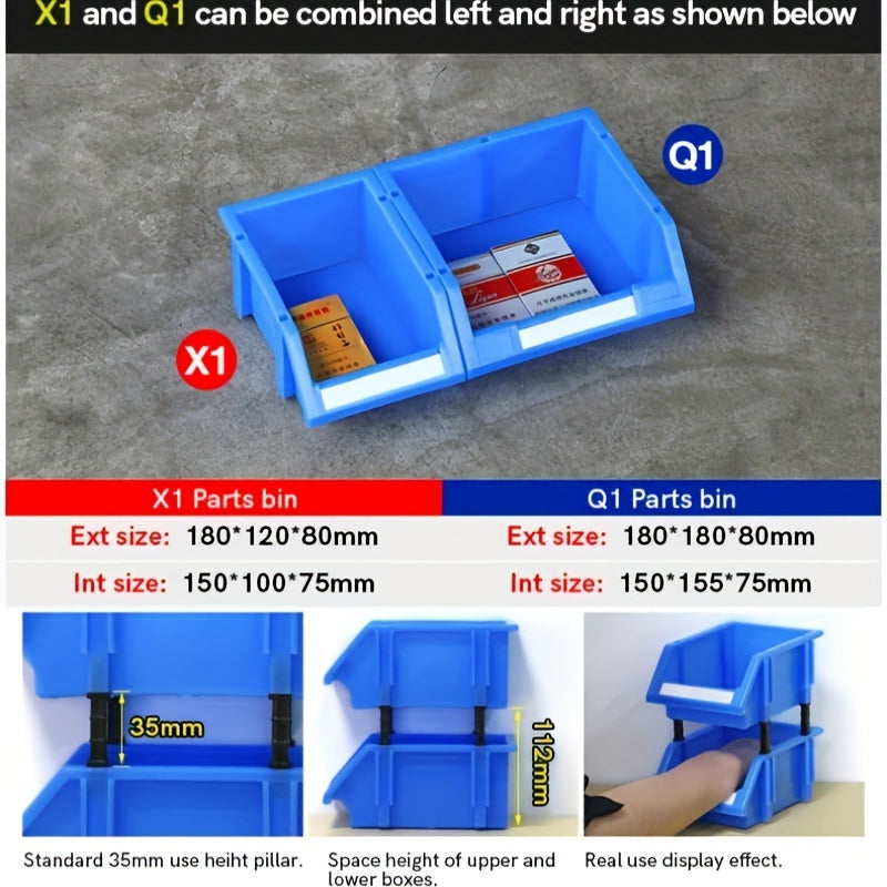 8pcs Plastic Stackable Storage Bins Parts Storage Organizer Garage Supplies