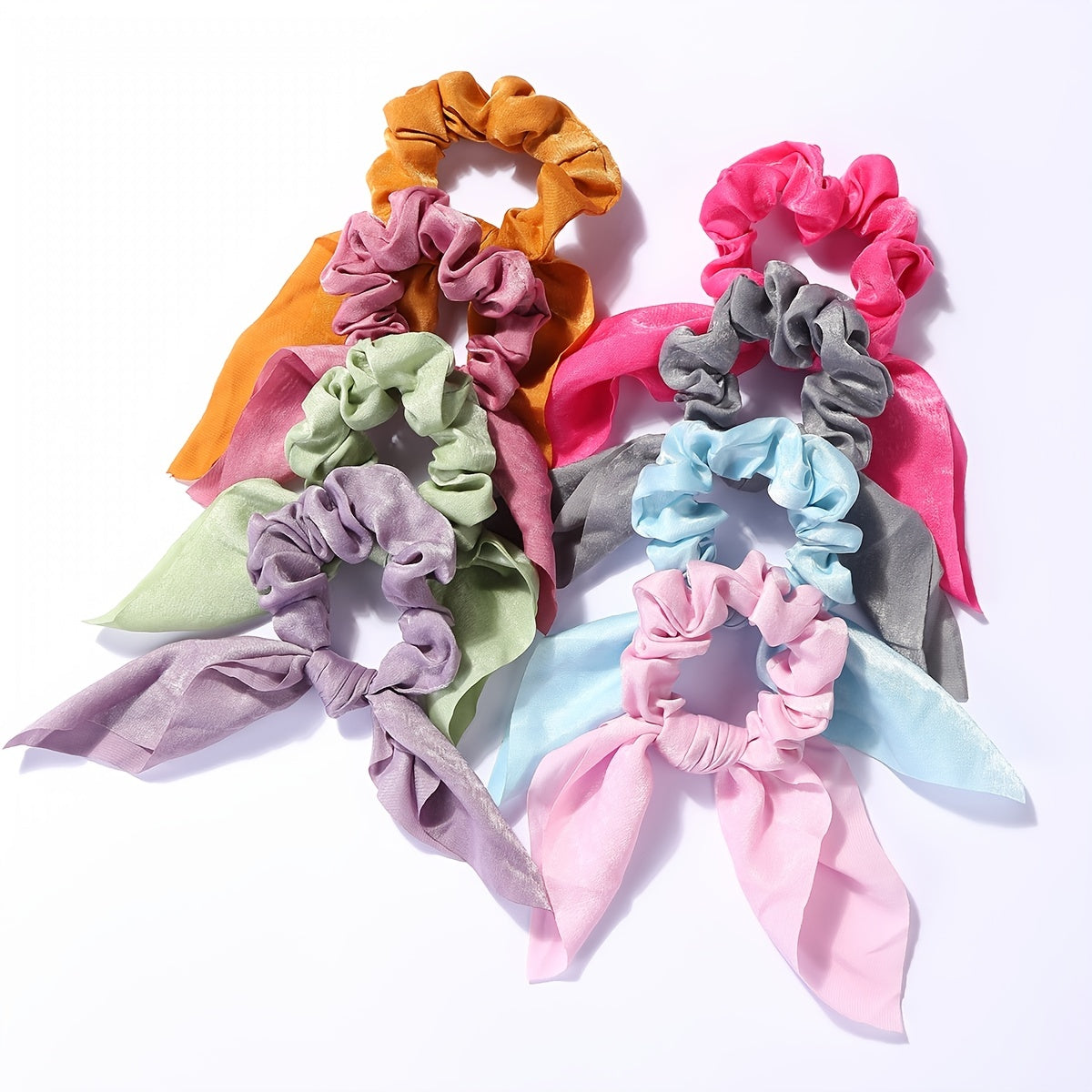 15pcs Bunny Ear Bow Scrunchies Hair Ties Bands