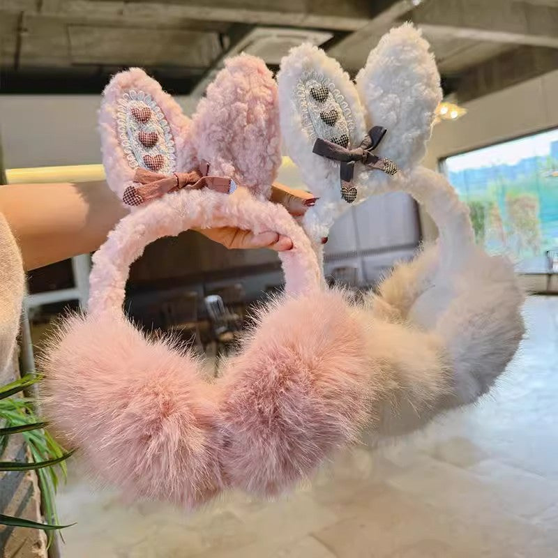 Cozy Rabbit Ears Plush Ear Warmers for Women Winter