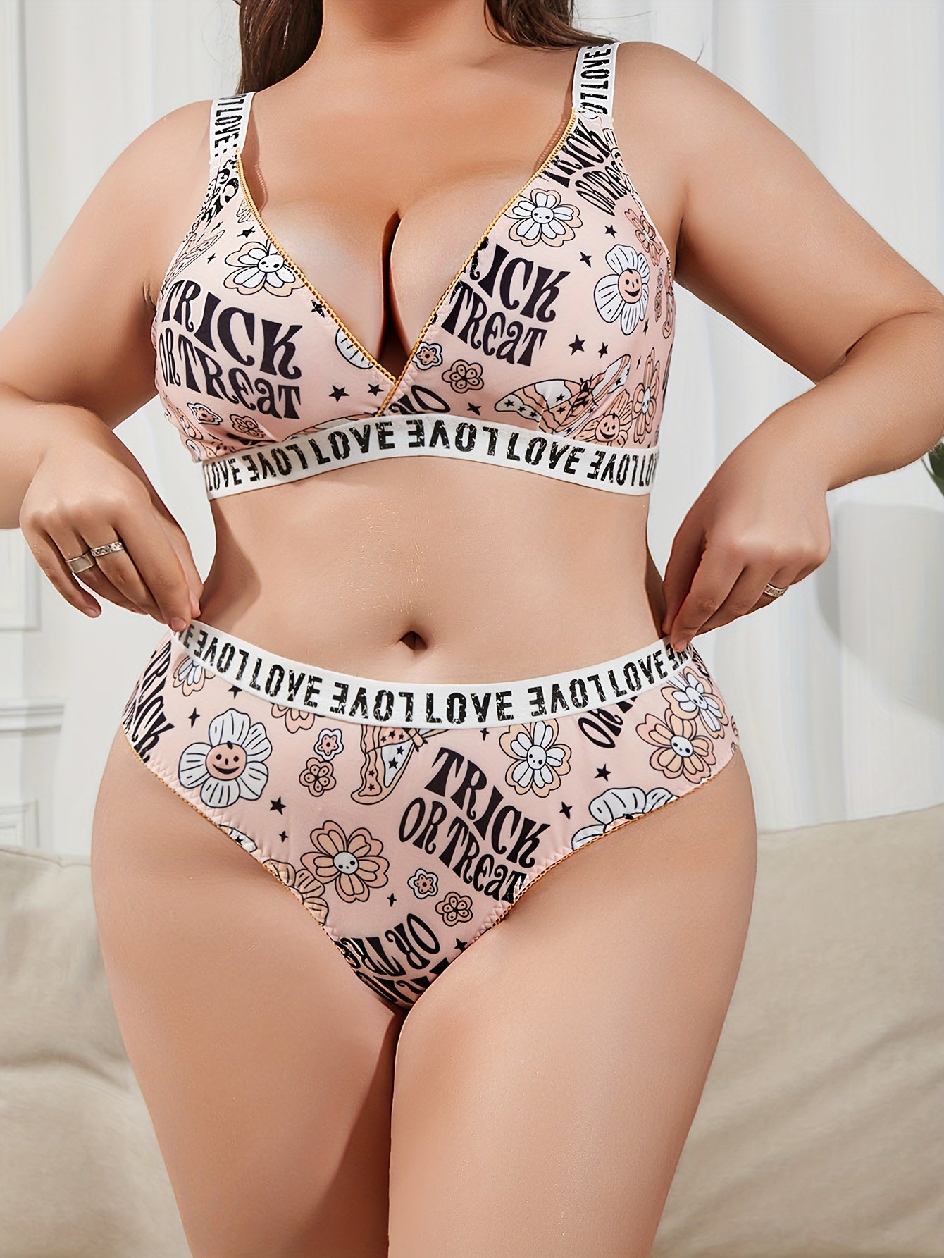  Floral Print Bra & Panty Lingerie Set