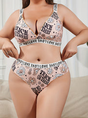  Floral Print Bra & Panty Lingerie Set