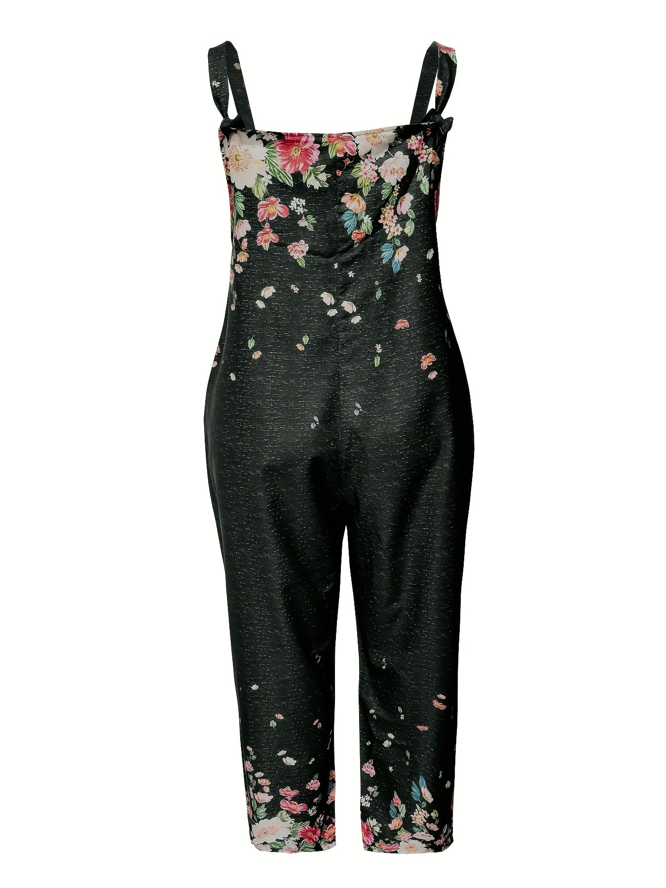 Floral Print Sleeveless Round Neck Jumpsuit