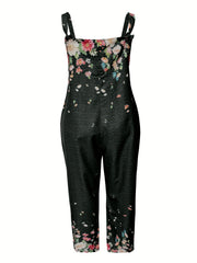  Floral Print Sleeveless Round Neck Jumpsuit
