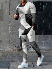 Men's 2 Piece Outfits Long Sleeve T-shirt and Loose Sweatpants Set