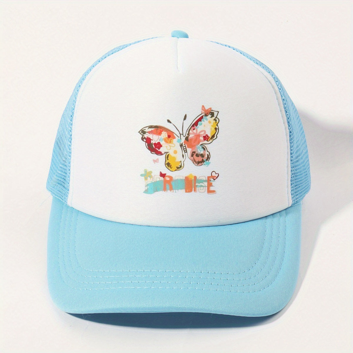 Butterfly Print Trucker Hat & Block Baseball Cap Adjustable Mesh Dad Hats
