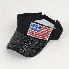 Men's Sunscreen Visor Hat With Artificial Diamond