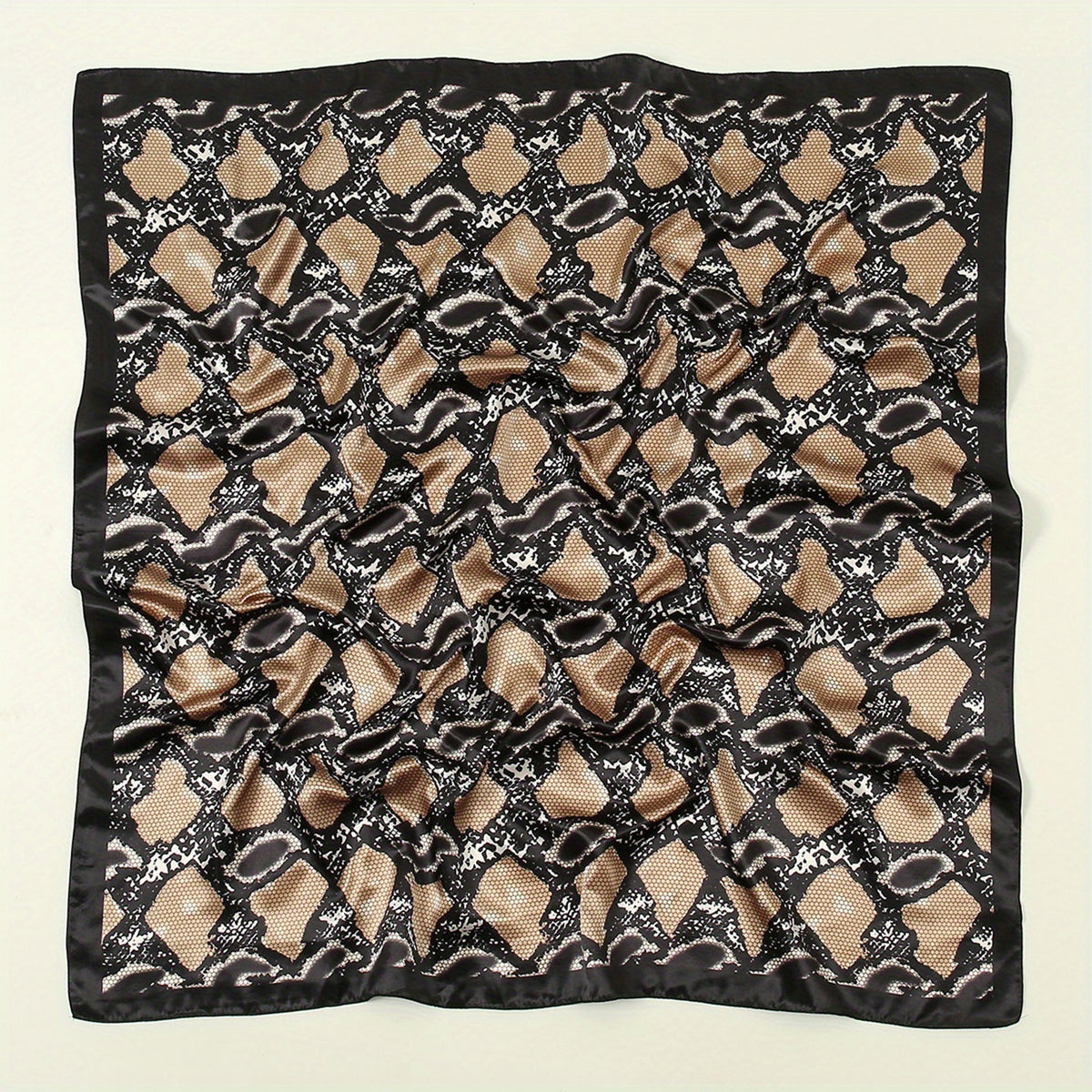 Snake Print Scarf Brown Square Satin Vintage Neckwear