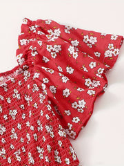 Summer Floral Ruffle Sleeve Baby Girl's Jumpsuit & Woman's Bodysuit