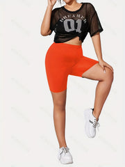  Solid Stretch Skinny Fit Biker Shorts