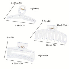 3pcs Transparent Cross Square Hair Claw Hair Clip for Women