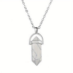 Vintage Silver Quartz Crystal Necklace Chakra Healing Point Pendulum Pendant