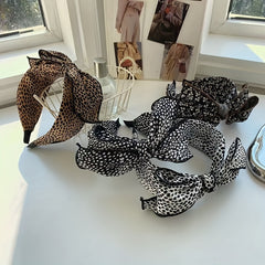 Leopard Print Headband Retro Bowknot Hair Hoop Non-slip Hair Accessories