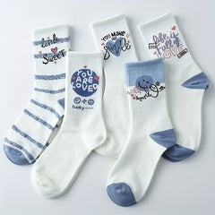8 Pairs Letter Print Mid Tube Socks Women's Stockings