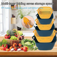 2-in-1 Vegetable Washing Basket Set - Drain Basin & Strainer for Food Cleaning