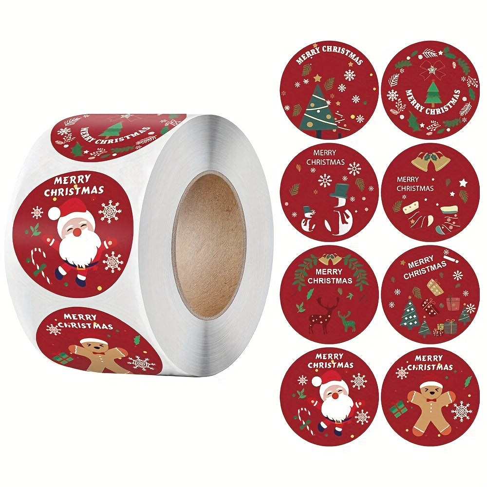 500 Merry Christmas Stickers Roll 2.54 cm Gift Sealing for Children