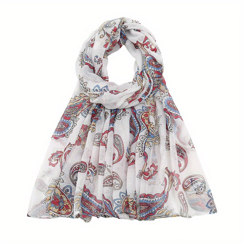 Paisley Print Voile Scarf Light Shawl Windproof Head Wrap Women