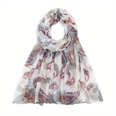 Paisley Print Voile Scarf Light Shawl Windproof Head Wrap Women