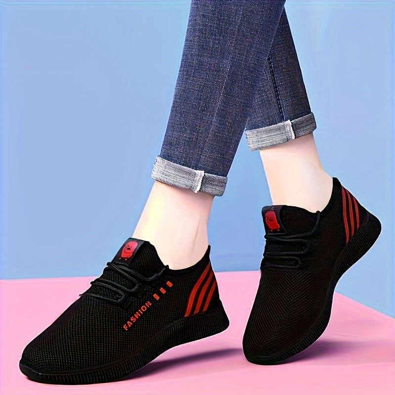Women's Rose Pattern Running Shoes Lace Up Outdoor Walking Shoes