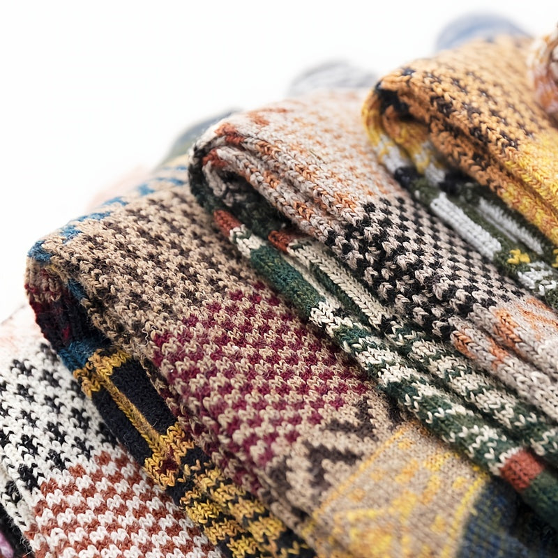 5 Pairs Christmas Women's Socks Vintage Winter Warm Socks