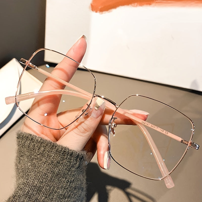 Square Anti Light Glasses for Women Men Students Metal Nearsighted Myopia