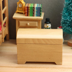 1:12 Dollhouse Wooden Treasure Chest Realistic Wood Secure La