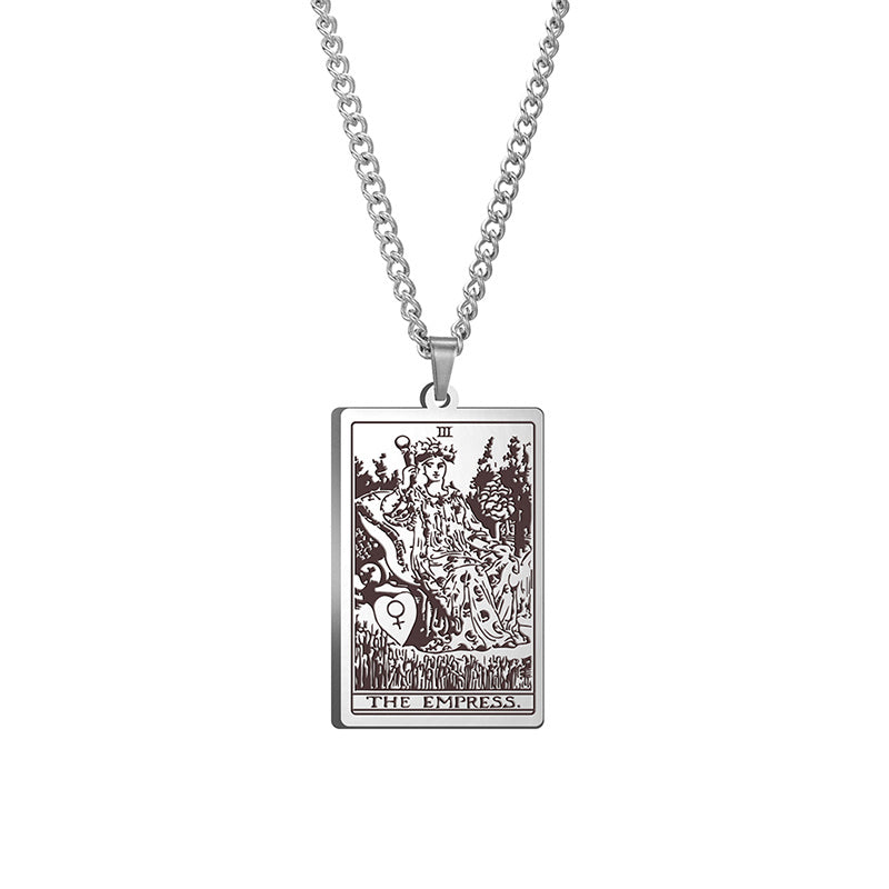 Vintage Tarot 20 Main Cards Steel Necklace Men's Stainless Steel