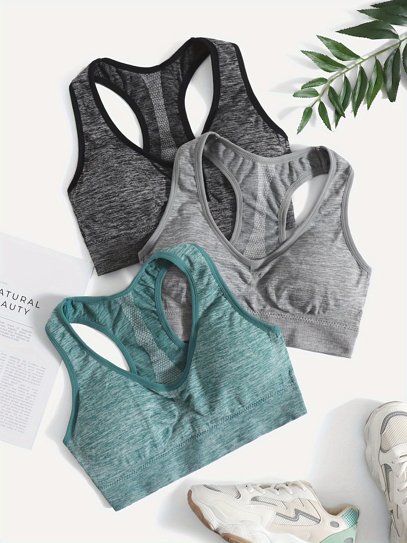 3pcs Racerback Sports Bras for Women