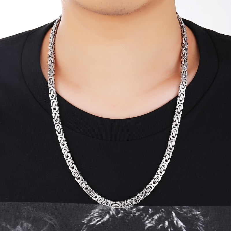 Stainless Steel Funky Flat Chain Necklace for Men