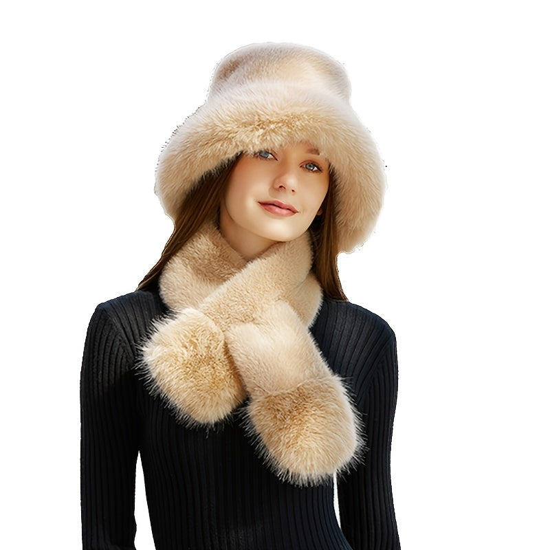 Winter Warm Plush Hat Scarf Set for Women