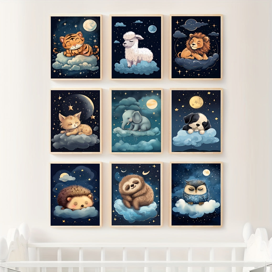 Sleepy Time For Baby Animals Poster A5 8.3x5.9 - Room Decor