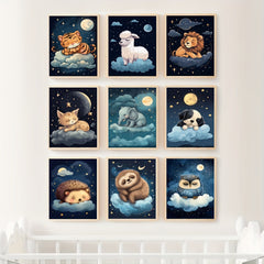 Sleepy Time For Baby Animals Poster A5 8.3x5.9 - Room Decor