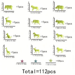 112pcs Luminous Animals & Stars Wall Stickers Mural Decals Home Art Decor