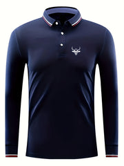 Men's Long Sleeve Lapel Golf Tennis Sports Shirt Top