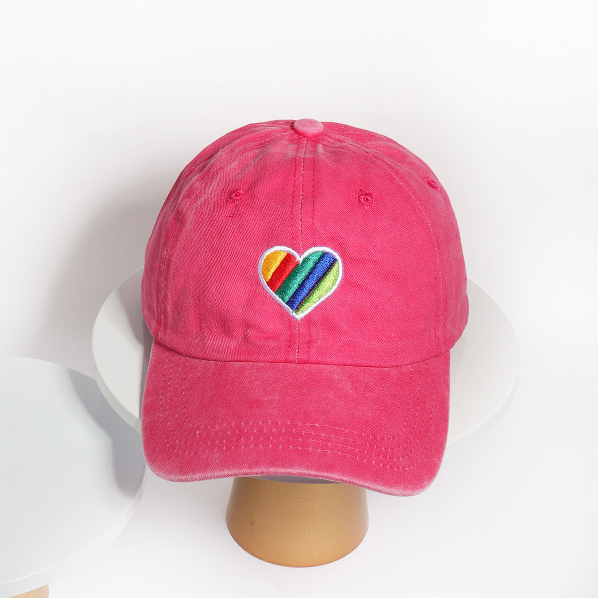 Rainbow Love Embroidery Baseball Cap Cotton Washed LGBT Pride Couple Dad Hats