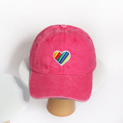 Rainbow Love Embroidery Baseball Cap Cotton Washed LGBT Pride Couple Dad Hats