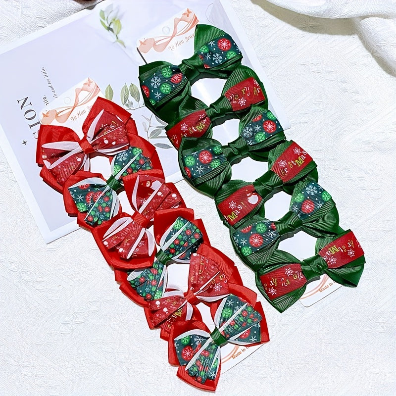 Christmas Hair Clip Bow Decor Duck Billed Clip For Side Hair Bang Braids