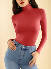 Women's Turtleneck Thermal Underwear Soft Long Sleeve Top