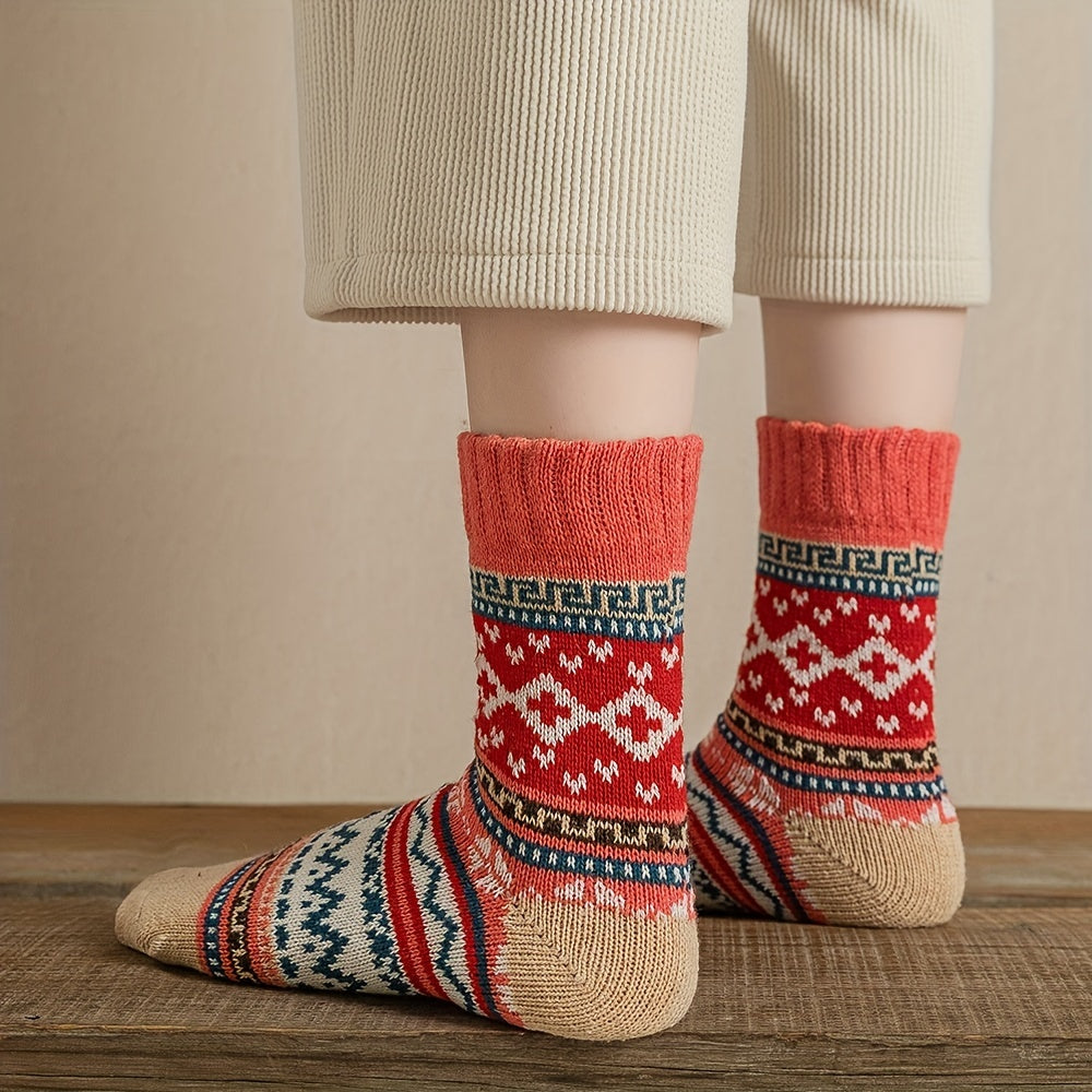 Geometric Pattern Colorblock Socks for Women