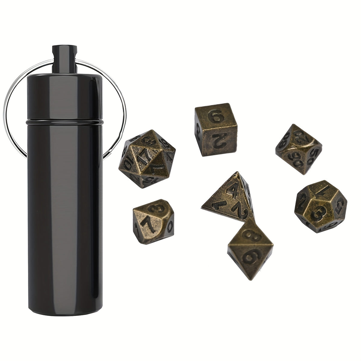 Mini Antique Iron Dice Set Bronze Polyhedral Metal Game Dice Set
