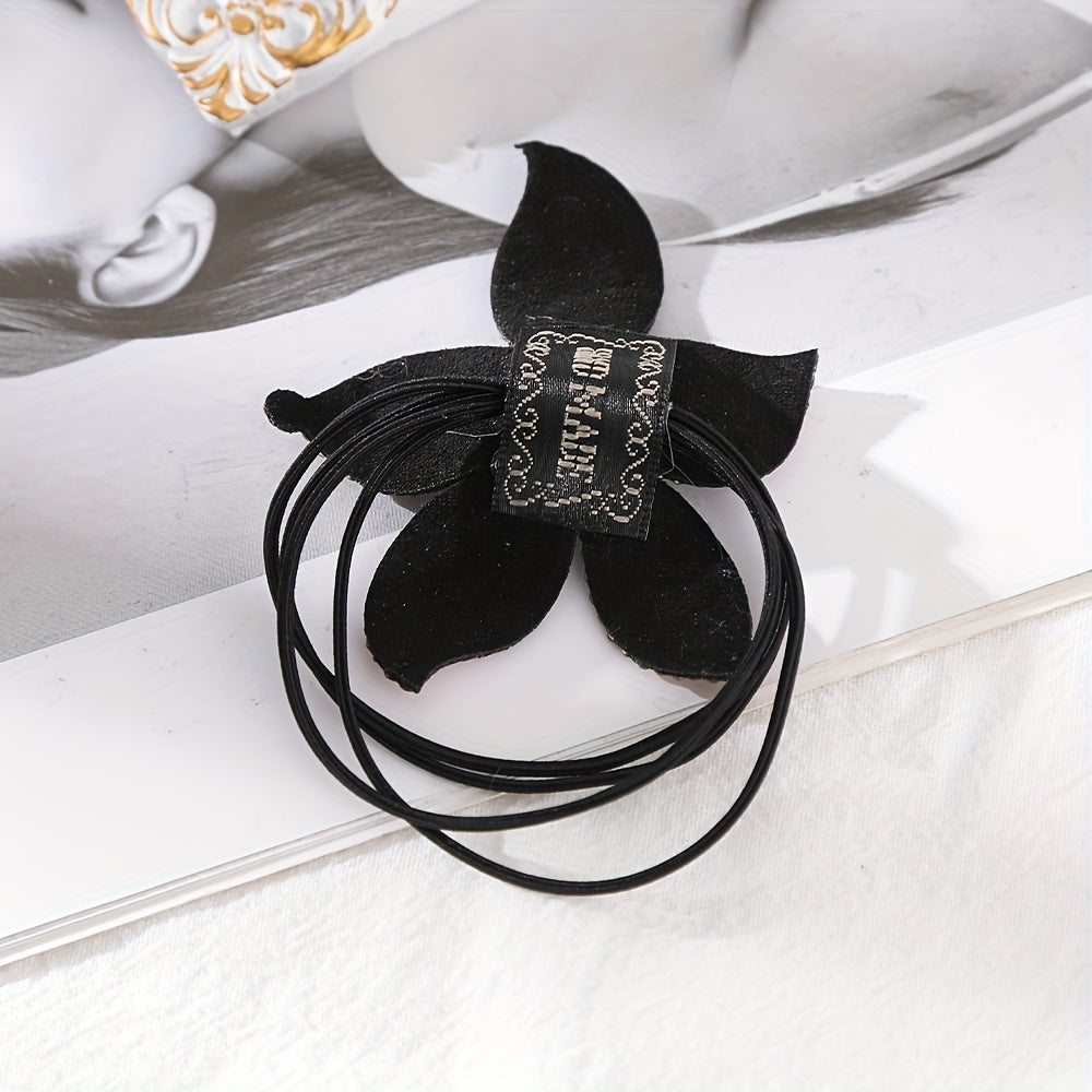 Women's Rhinestone Flower Resin Hair Tie Elastic Hair Rope