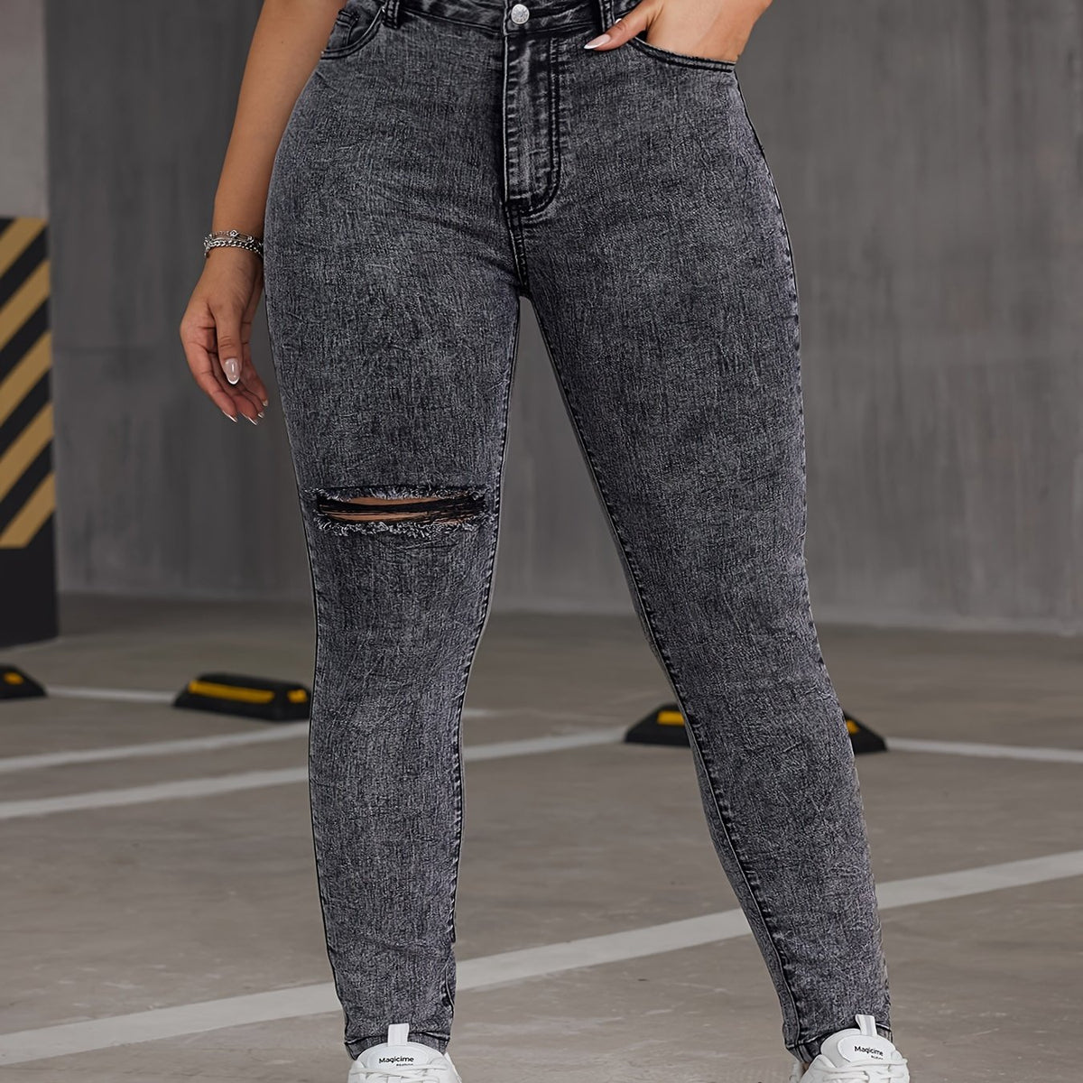 Button Up Skinny Jeans Women's Casual Stretch Jeans