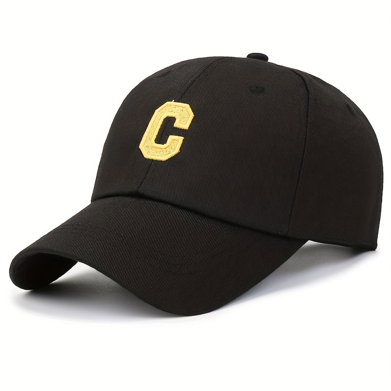 C Label Baseball Cap Cotton Solid Adjustable Sports Hat Outdoor Sunscree