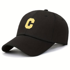 C Label Baseball Cap Cotton Solid Adjustable Sports Hat Outdoor Sunscree