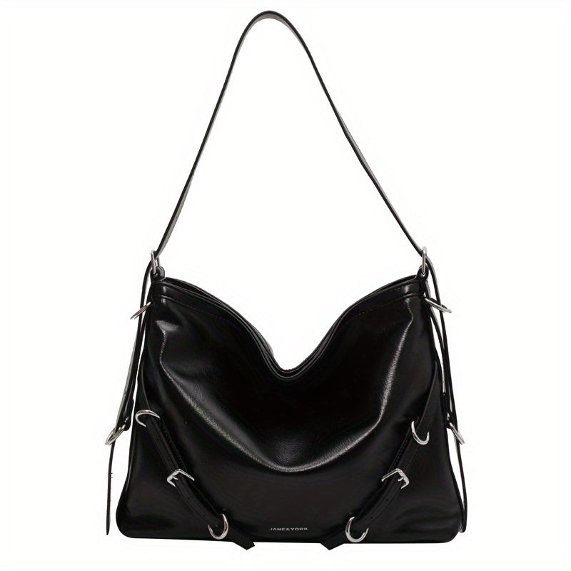 Large Capacity Casual Tote Bag Faux Leather Hobo Bag Women's