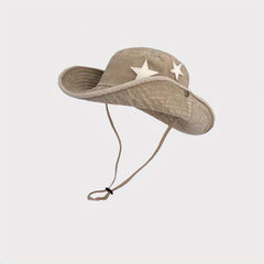 Star Patch Cowboy Bucket Hat Vintage Washed Distressed Boonie Hats