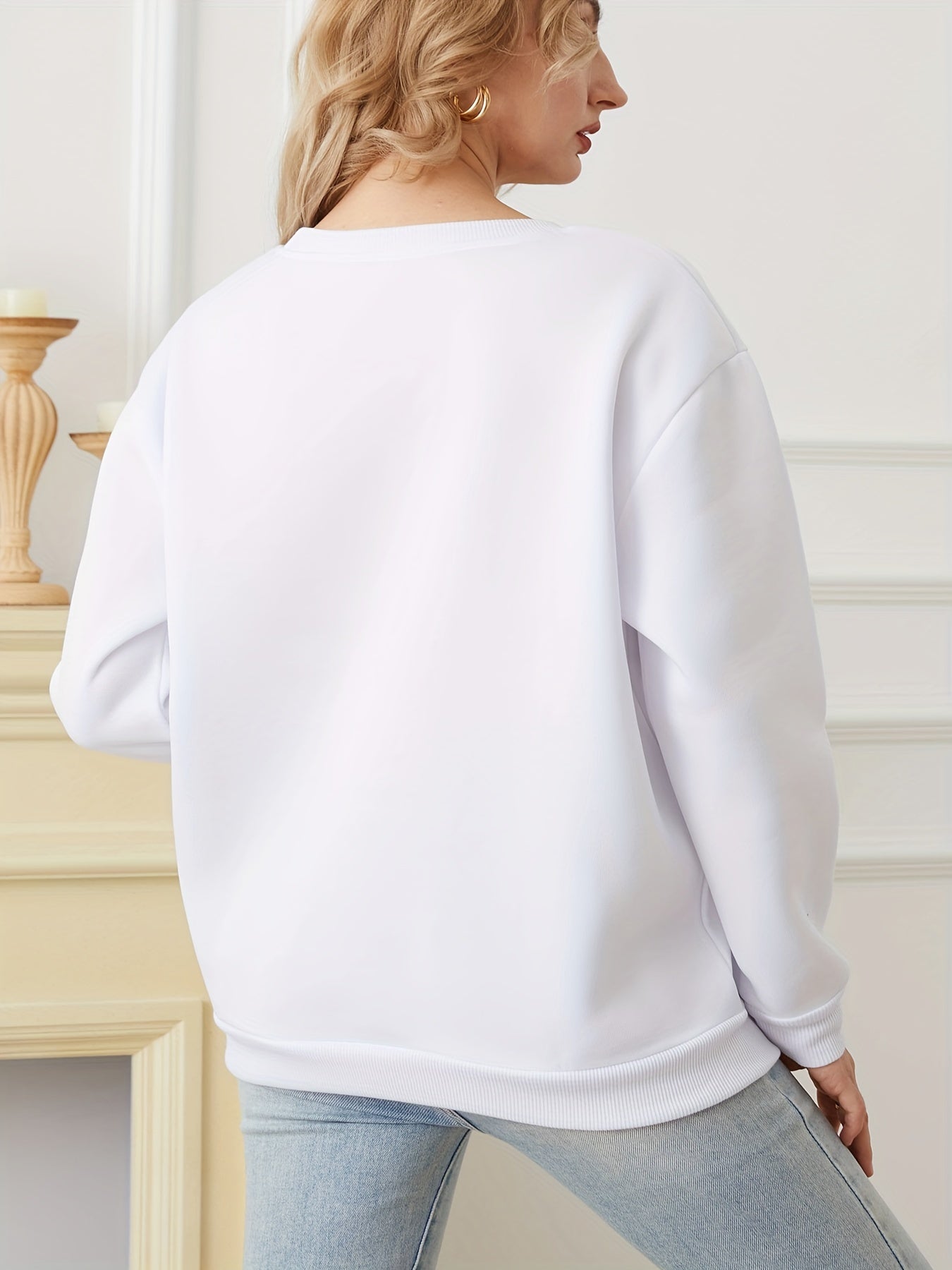 Cartoon Coffee Cup Print Pullover Sweatshirt