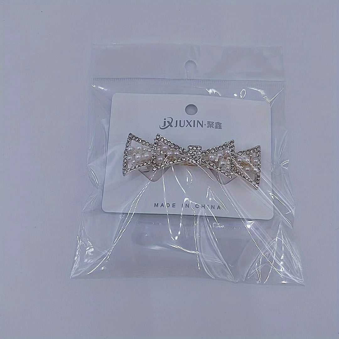 Faux Pearl Rhinestone Hair Clip Non Slip Hair Accessory