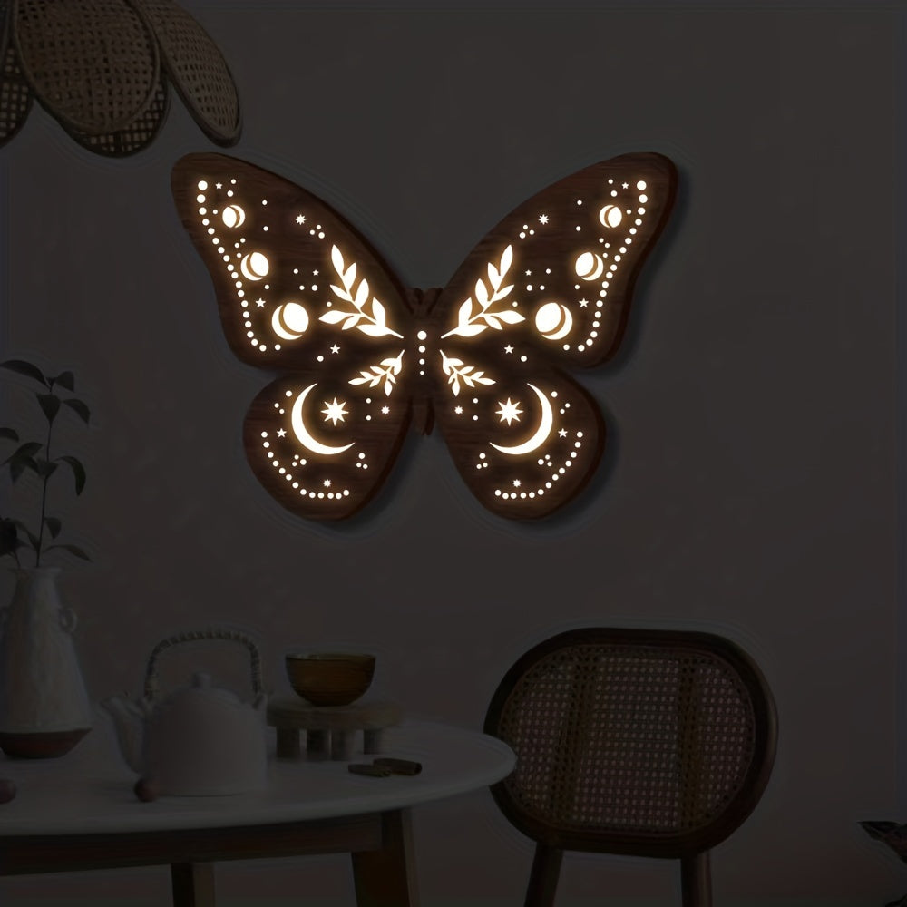 LED Butterfly Wooden Hanging Sign Retro Home Decoration