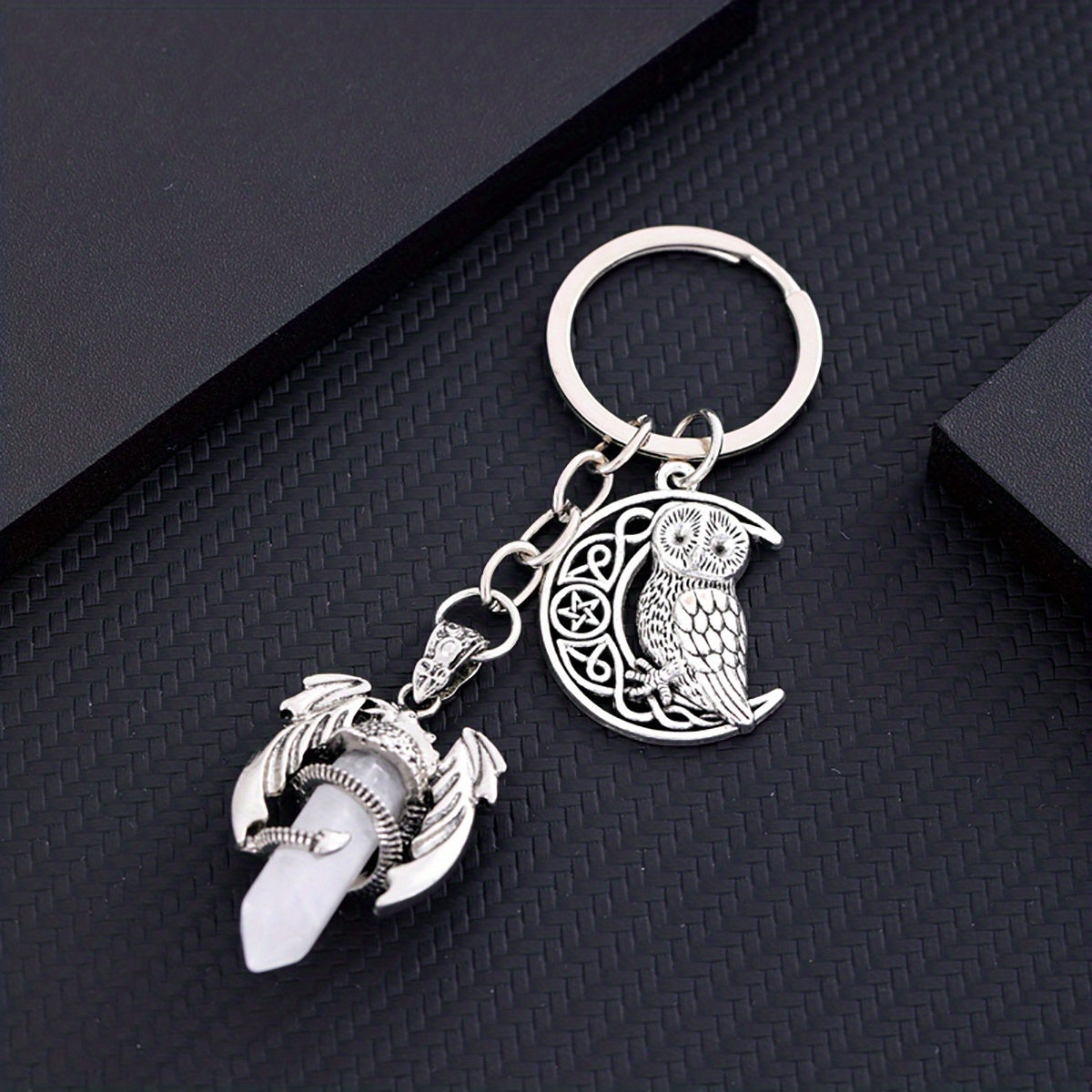 Crystal Bullet Shape Healing Glass Chakra Beads Pendant Keychain