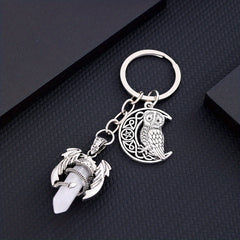 Crystal Bullet Shape Healing Glass Chakra Beads Pendant Keychain